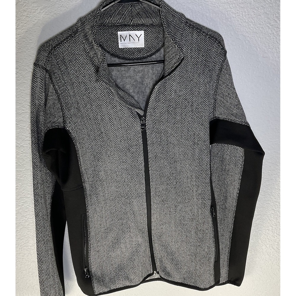 Marc New York Jacket Womens M Black Gray Herringbone Andrew Marc Full Zip 270